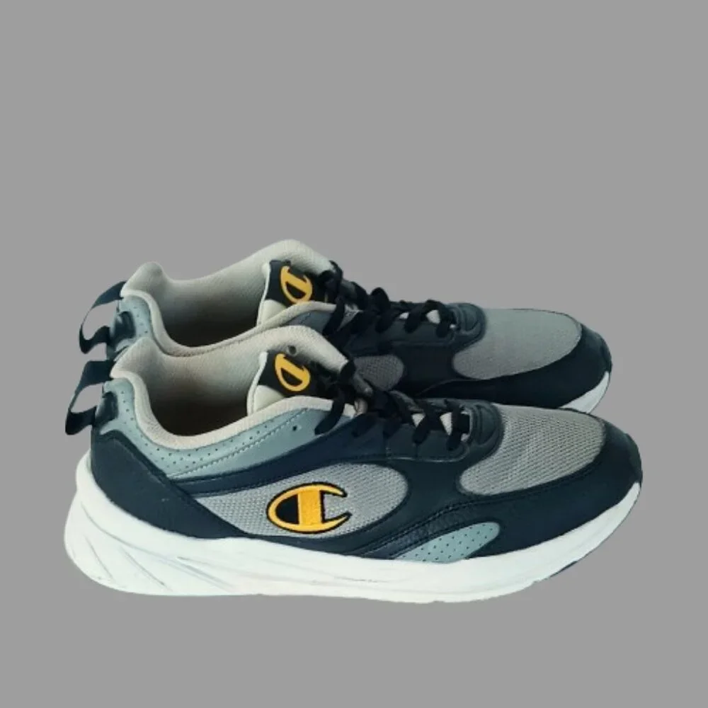 Champion Boys Low Top Sneakers 7Y Gray Black Mesh Sporty Tennis Shoes